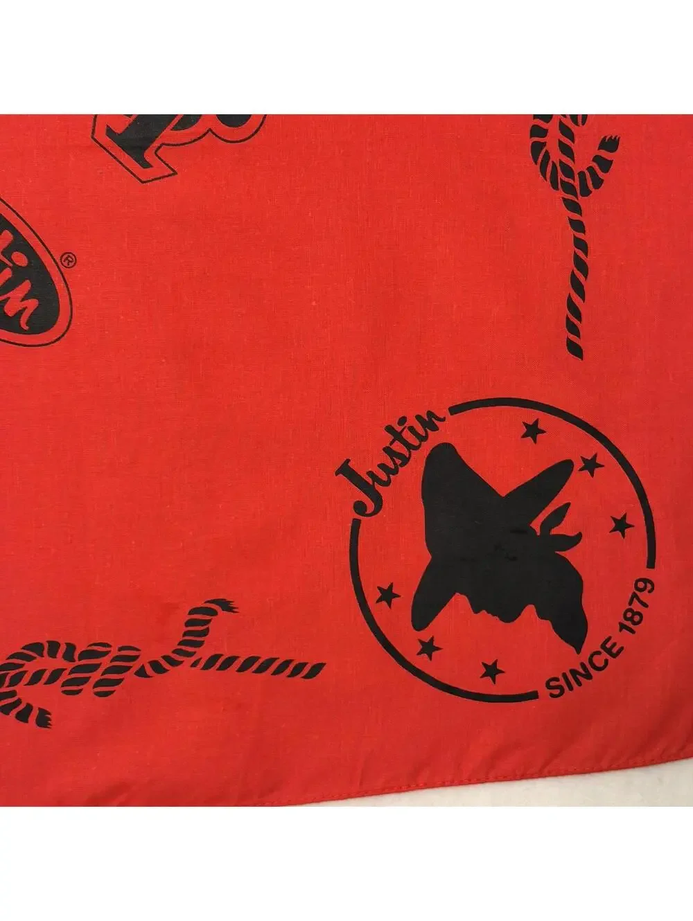 Justin Boots Bandana Red & Black Western Handkerchief Cotton Cowboy